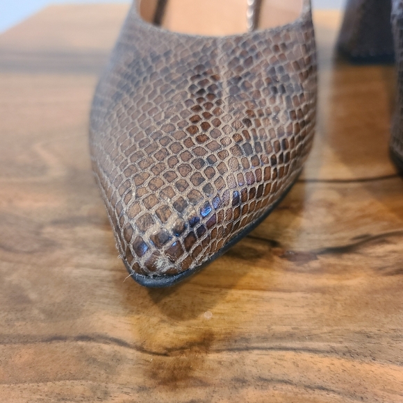 Shoe the Bear Snakeskin Ankle Strap Heels - Picture 4 of 13